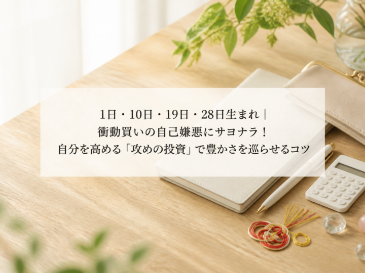 1日・10日・19日・28日生まれ｜衝動買いの自己嫌悪にサヨナラ！自分を高める「攻めの投資」で豊かさを巡らせるコツ