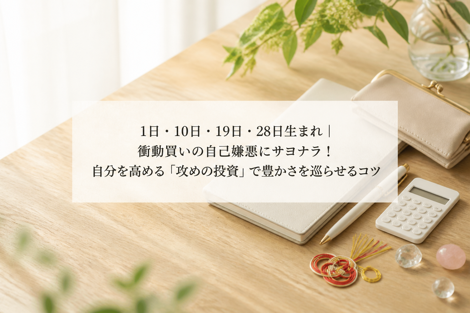 1日・10日・19日・28日生まれ｜衝動買いの自己嫌悪にサヨナラ！自分を高める「攻めの投資」で豊かさを巡らせるコツ