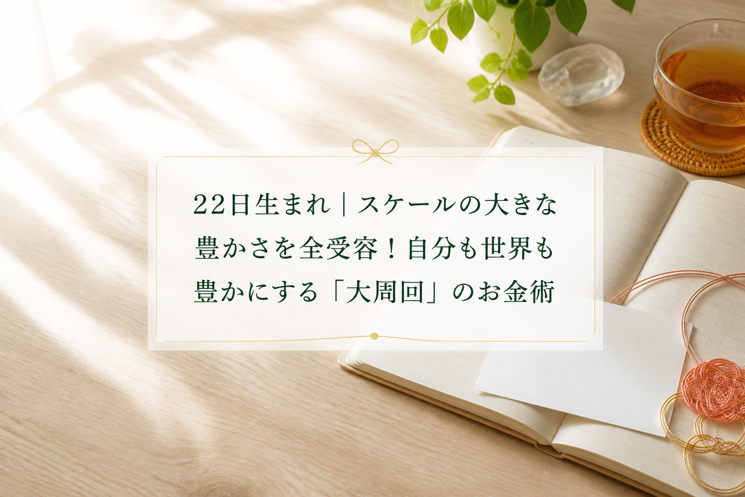 22日生まれ｜スケールの大きな豊かさを全受容！自分も世界も豊かにする「大周回」のお金術