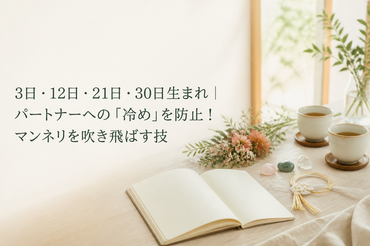 3日・12日・21日・30日生まれ｜パートナーへの「冷め」を防止！マンネリを吹き飛ばす技