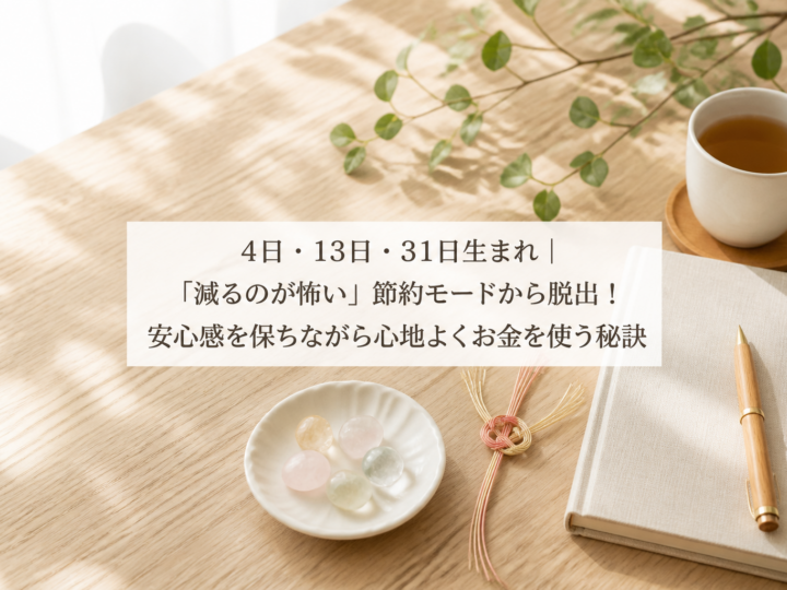 4日・13日・31日生まれ｜「減るのが怖い」節約モードから脱出！安心感を保ちながら心地よくお金を使う秘訣