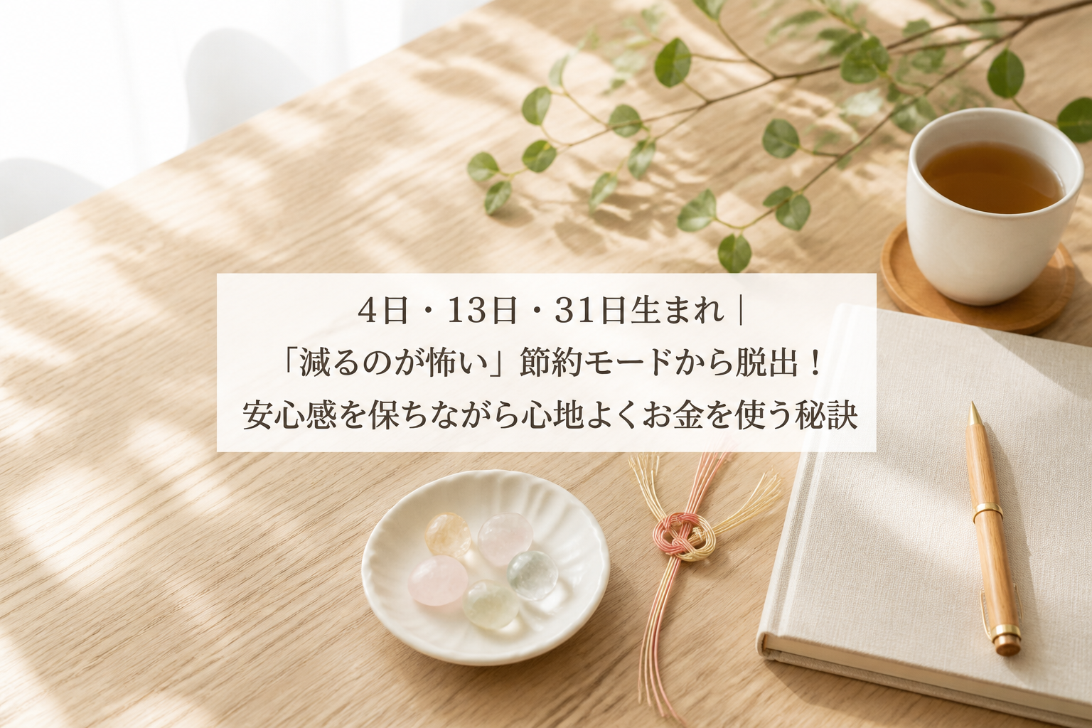 4日・13日・31日生まれ｜「減るのが怖い」節約モードから脱出！安心感を保ちながら心地よくお金を使う秘訣
