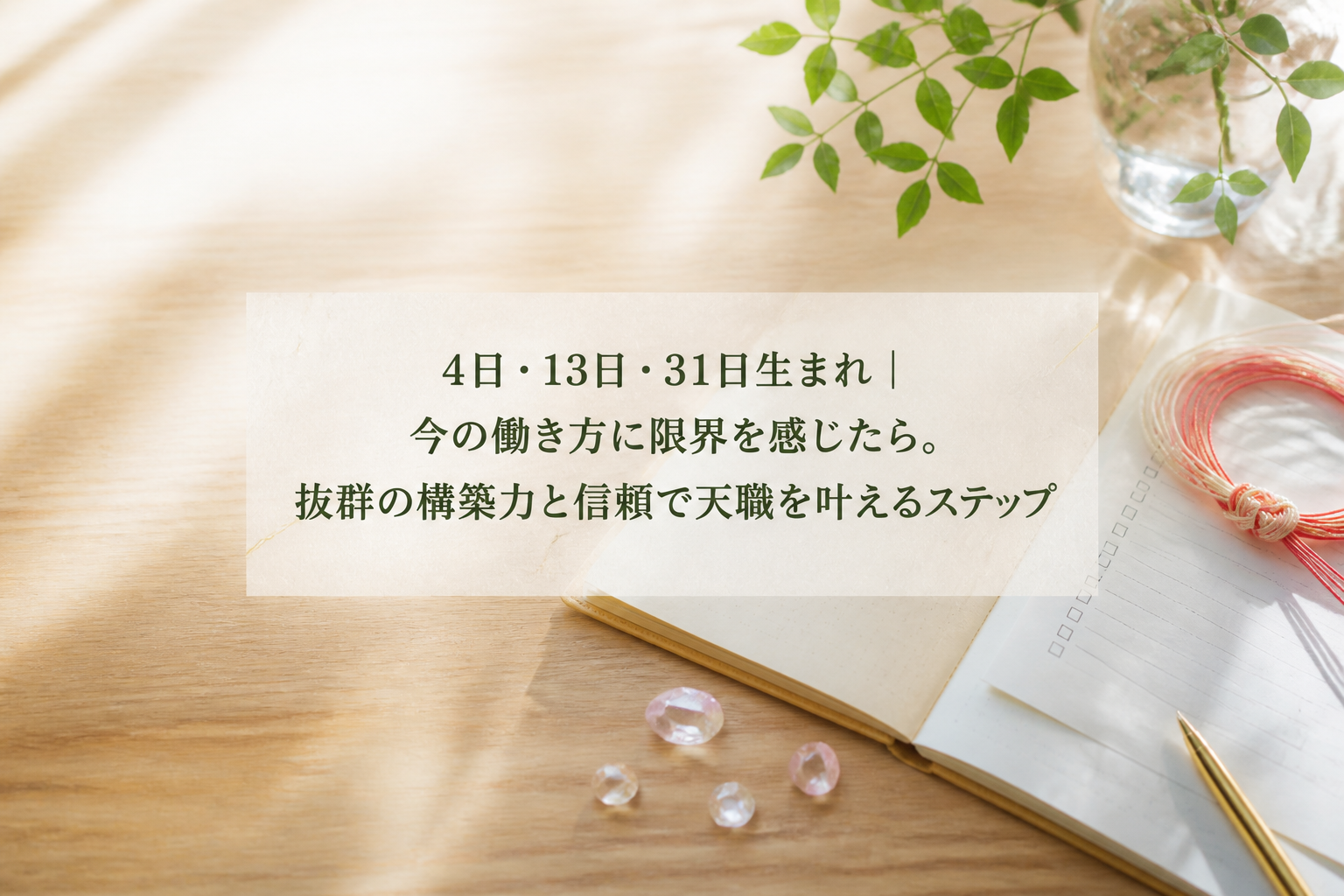 4日・13日・31日生まれ｜今の働き方に限界を感じたら。抜群の構築力と信頼で天職を叶えるステップ