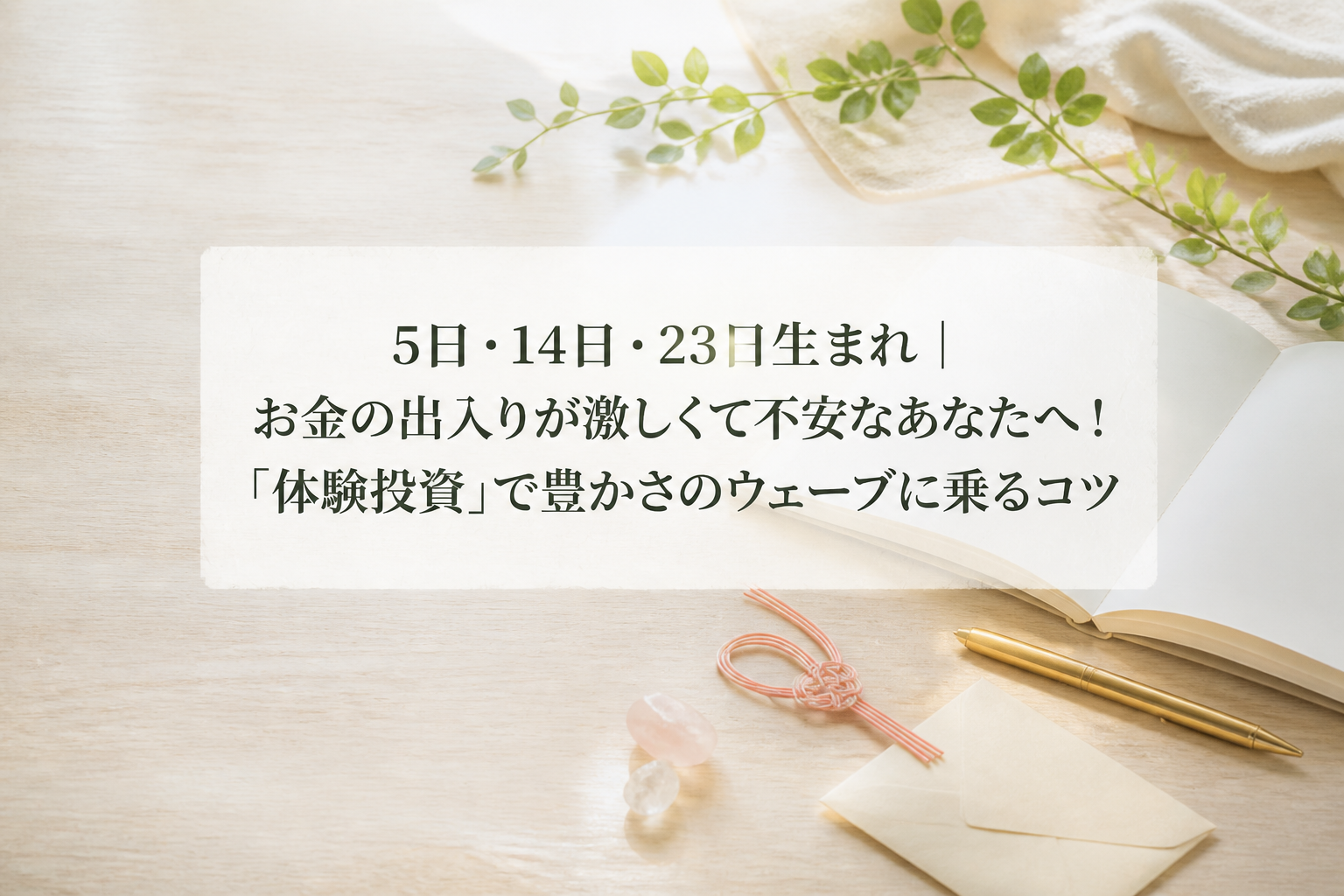 5日・14日・23日生まれ｜お金の出入りが激しくて不安なあなたへ！「体験投資」で豊かさのウェーブに乗るコツ