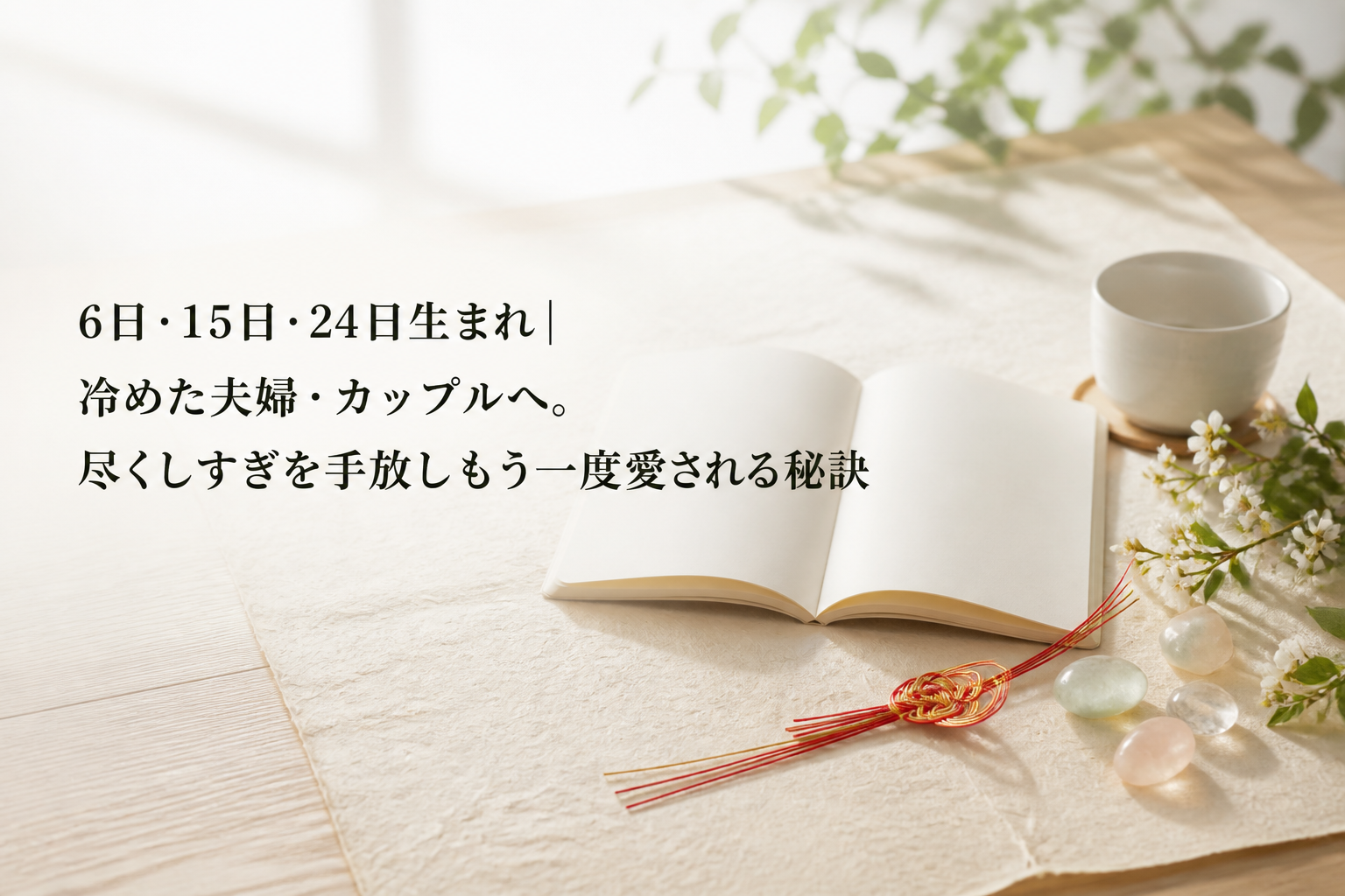 6日・15日・24日生まれ｜冷めた夫婦・カップルへ。尽くしすぎを手放しもう一度愛される秘訣
