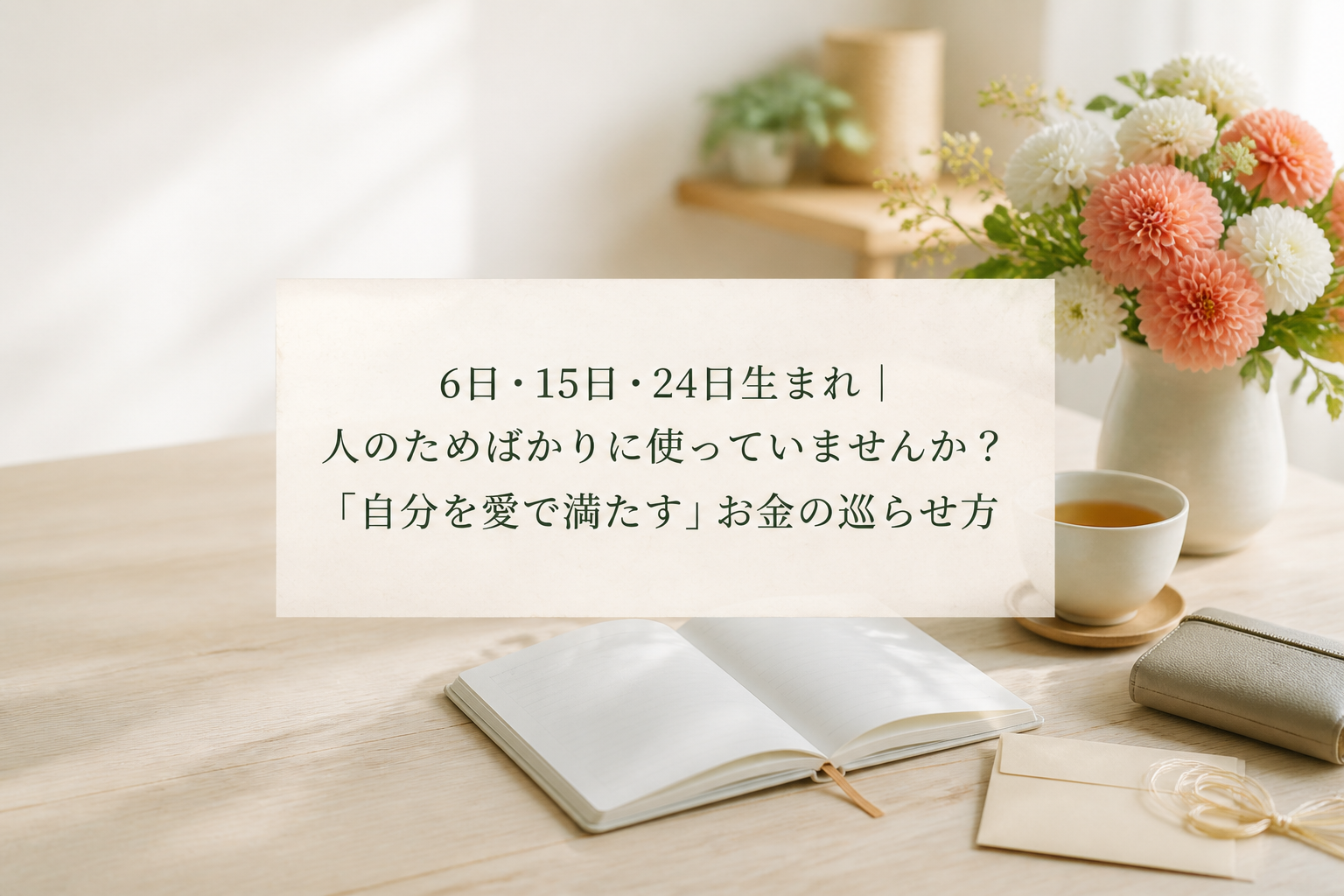 6日・15日・24日生まれ｜人のためばかりに使っていませんか？「自分を愛で満たす」お金の巡らせ方