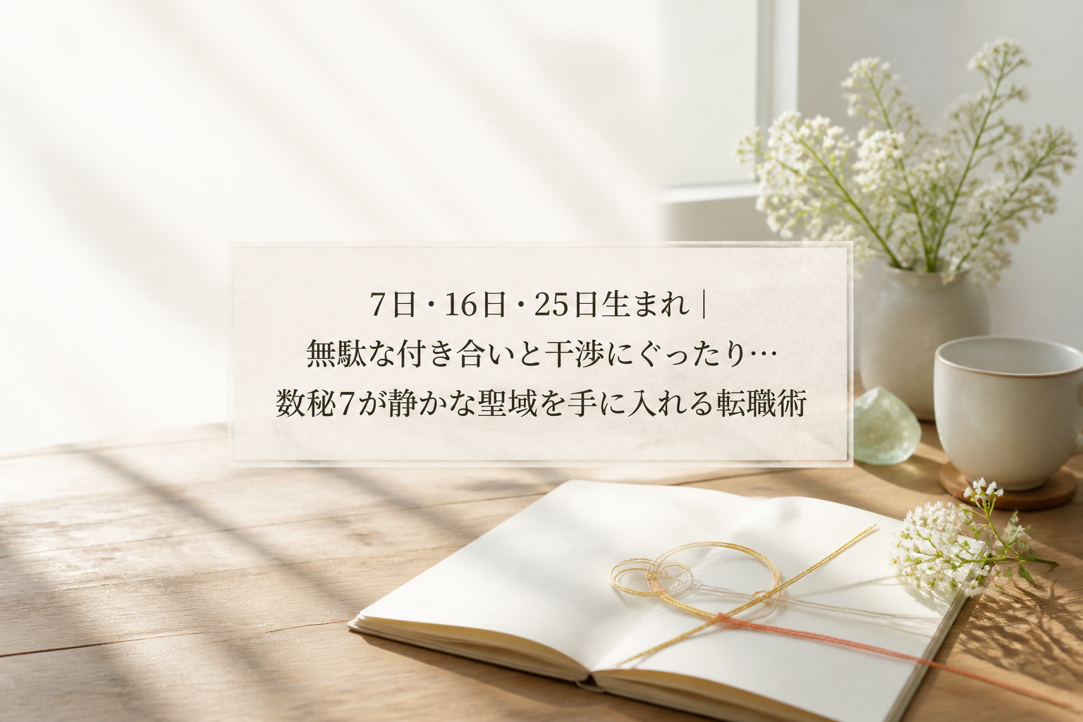 7日・16日・25日生まれ｜無駄な付き合いと干渉にぐったり…数秘7が静かな聖域を手に入れる転職術
