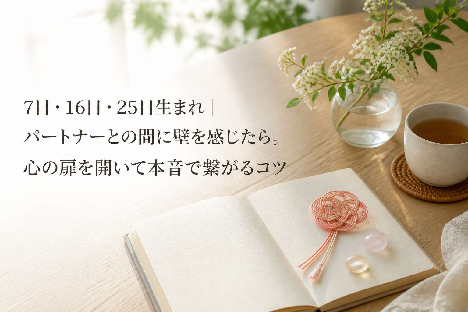7日・16日・25日生まれ｜パートナーとの間に壁を感じたら。心の扉を開いて本音で繋がるコツ