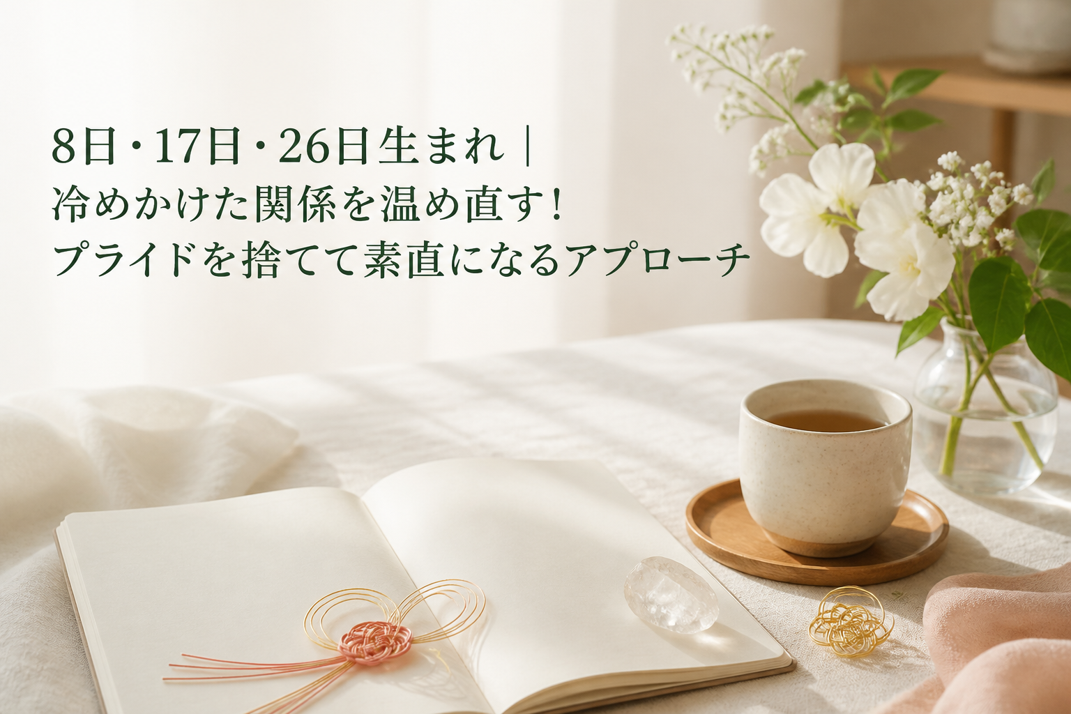 8日・17日・26日生まれ｜冷めかけた関係を温め直す！プライドを捨てて素直になるアプローチ