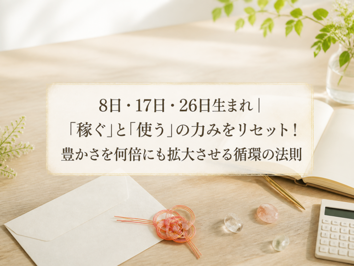 8日・17日・26日生まれ｜「稼ぐ」と「使う」の力みをリセット！豊かさを何倍にも拡大させる循環の法則