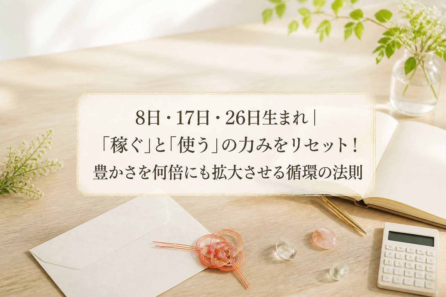 8日・17日・26日生まれ｜「稼ぐ」と「使う」の力みをリセット！豊かさを何倍にも拡大させる循環の法則